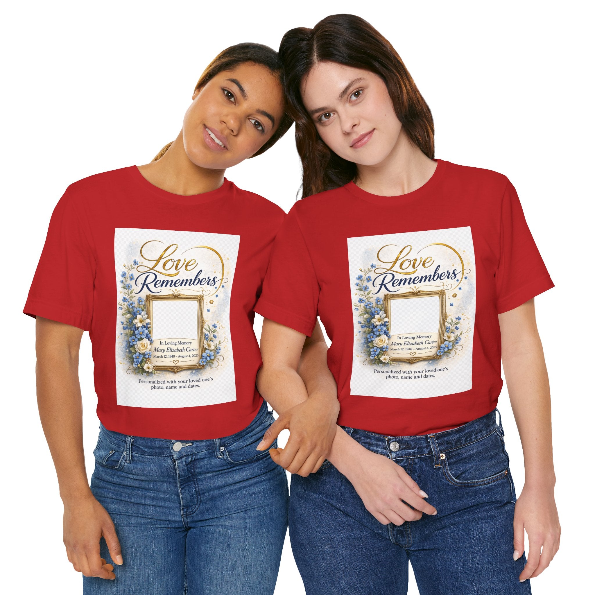 "Love Remembers" Personalized Memorial T-Shirt – Custom Photo Tribute Shirt