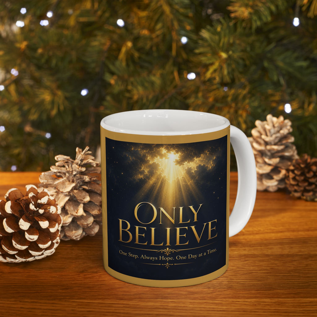 "Only Believe" Inspirational Coffee Mug – Songs, Hope & Strength Collection - Amplified Imagination Studios