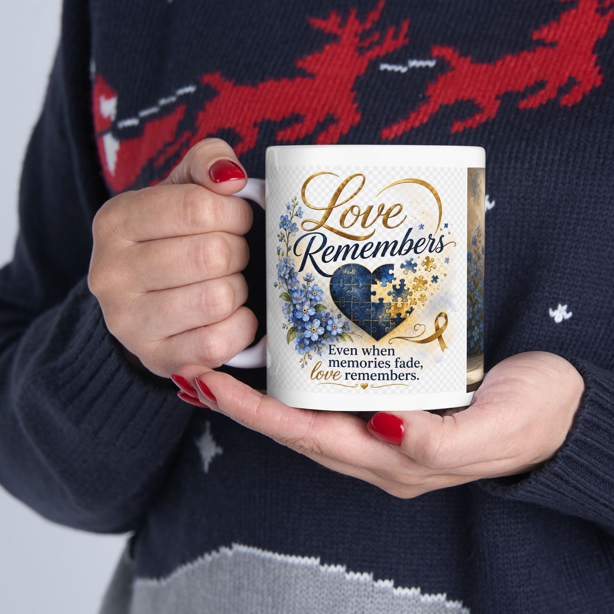 "Love Remembers" Alzheimer's Awareness Mug – Inspirational Memory & Caregiver Support Coffee Cup
