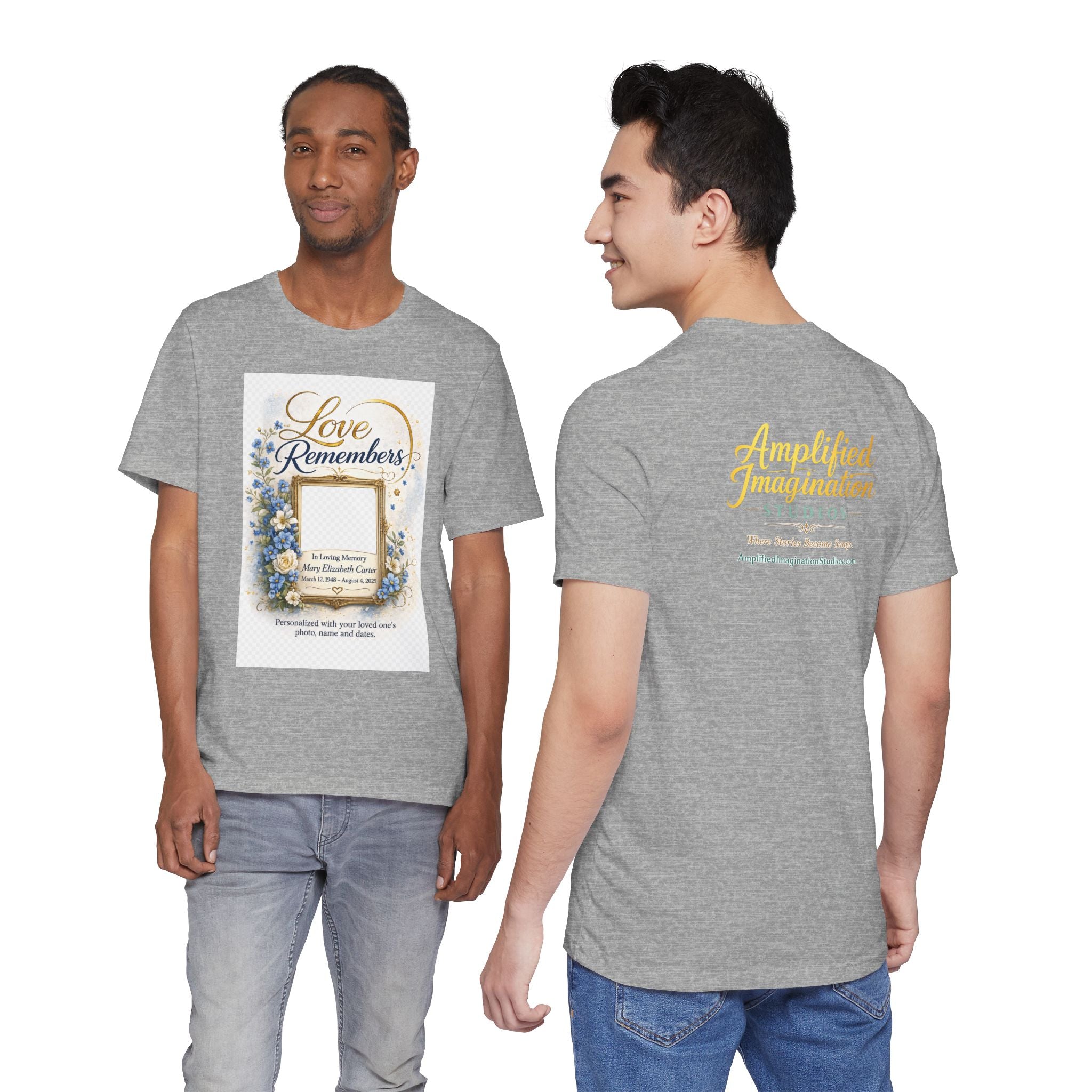 "Love Remembers" Personalized Memorial T-Shirt – Custom Photo Tribute Shirt