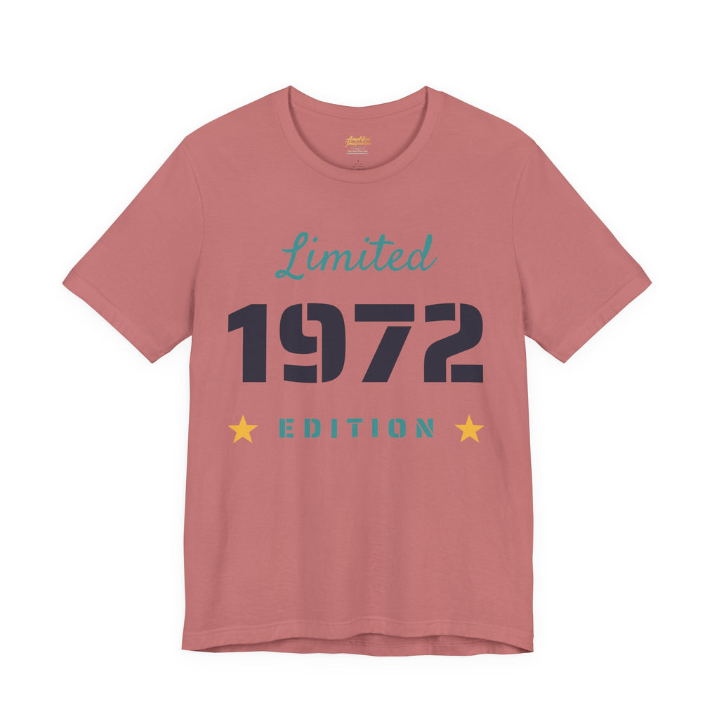 Pink t-shirt with 'Limited 1972 Edition' text on a white background