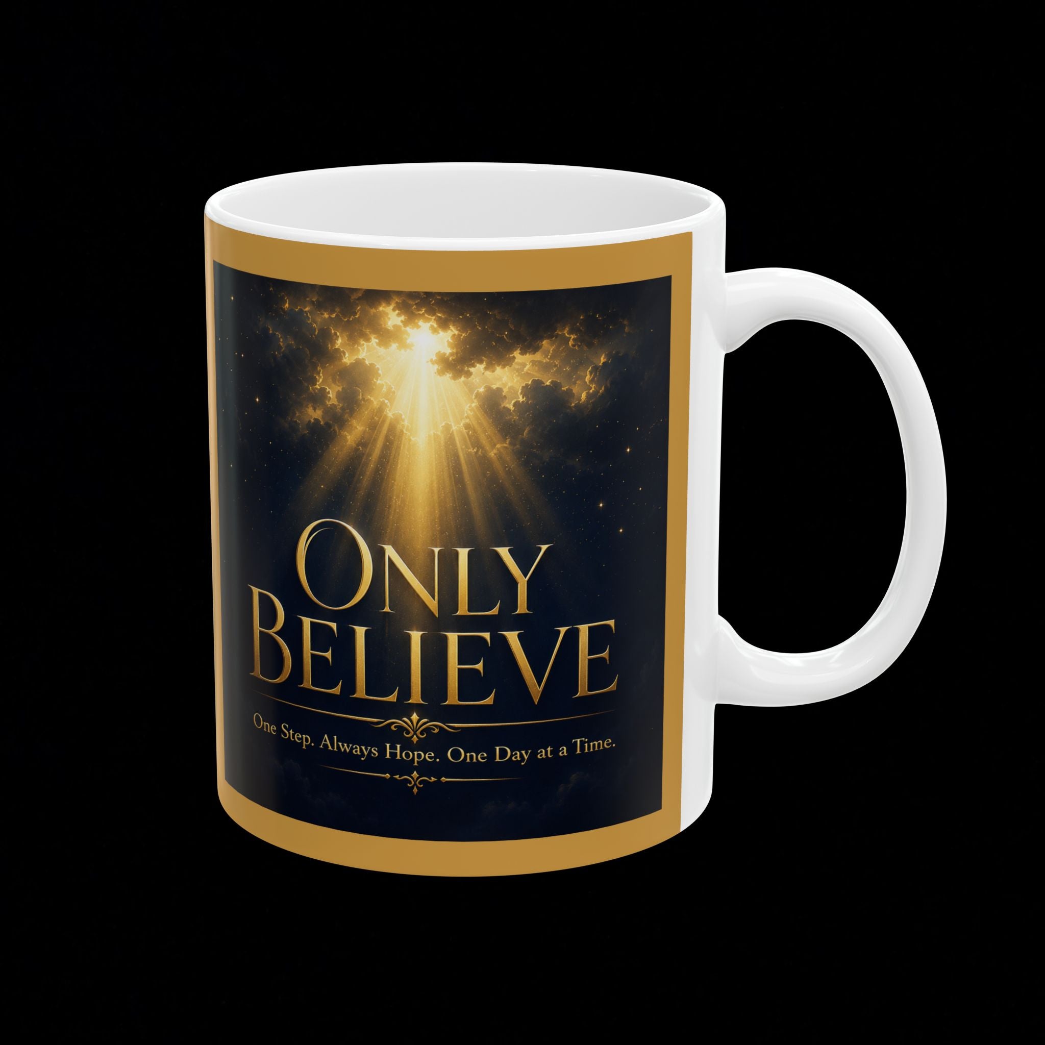 "Only Believe" Inspirational Coffee Mug – Songs, Hope & Strength Collection - Amplified Imagination Studios