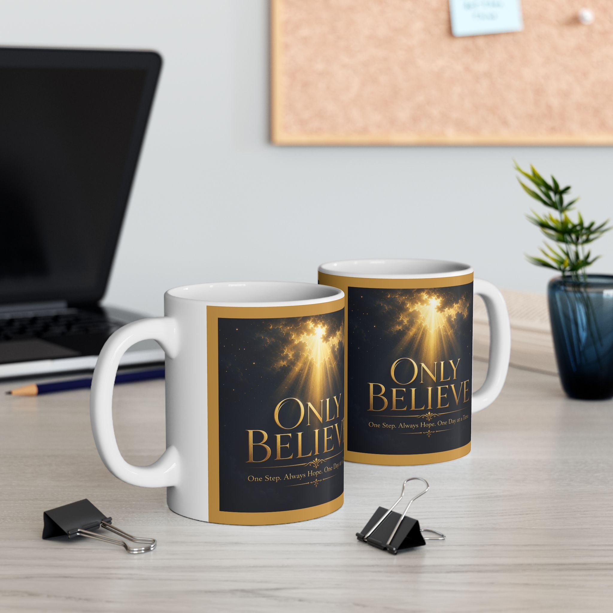 "Only Believe" Inspirational Coffee Mug – Songs, Hope & Strength Collection - Amplified Imagination Studios