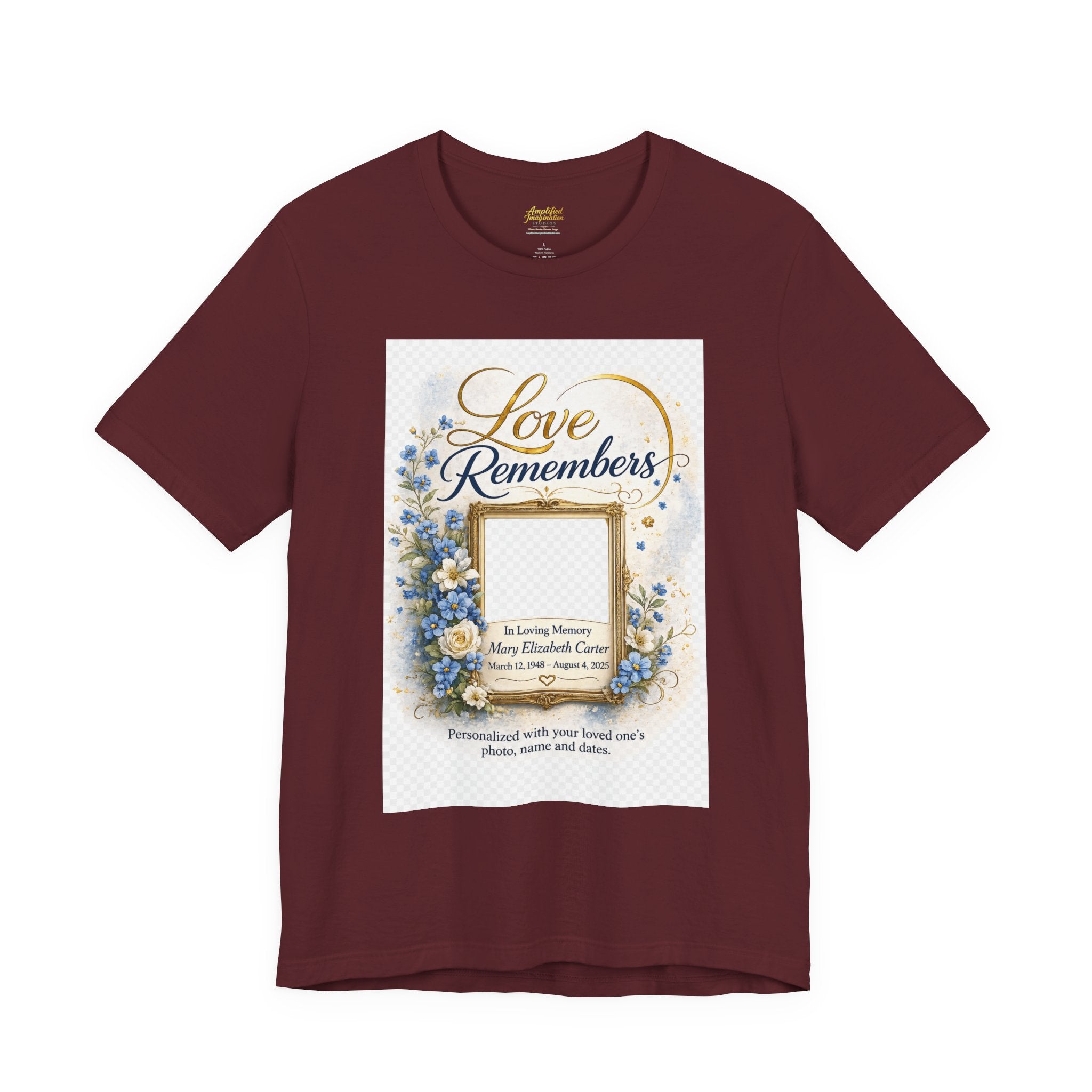 "Love Remembers" Personalized Memorial T-Shirt – Custom Photo Tribute Shirt