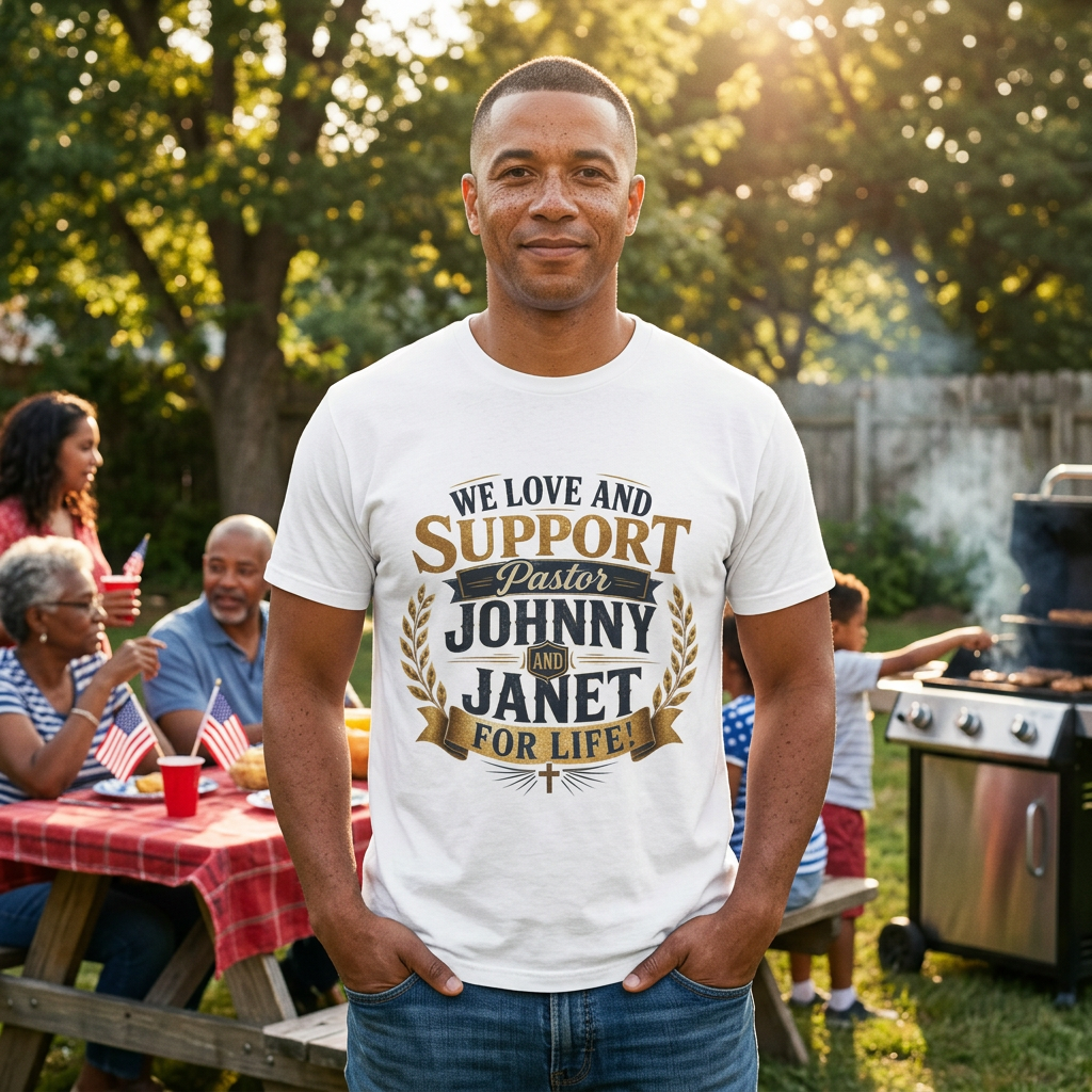 "We Love and Support Pastor Johnny and Janet for Life!" Tribute T-Shirt – Amplified Imagination Studios