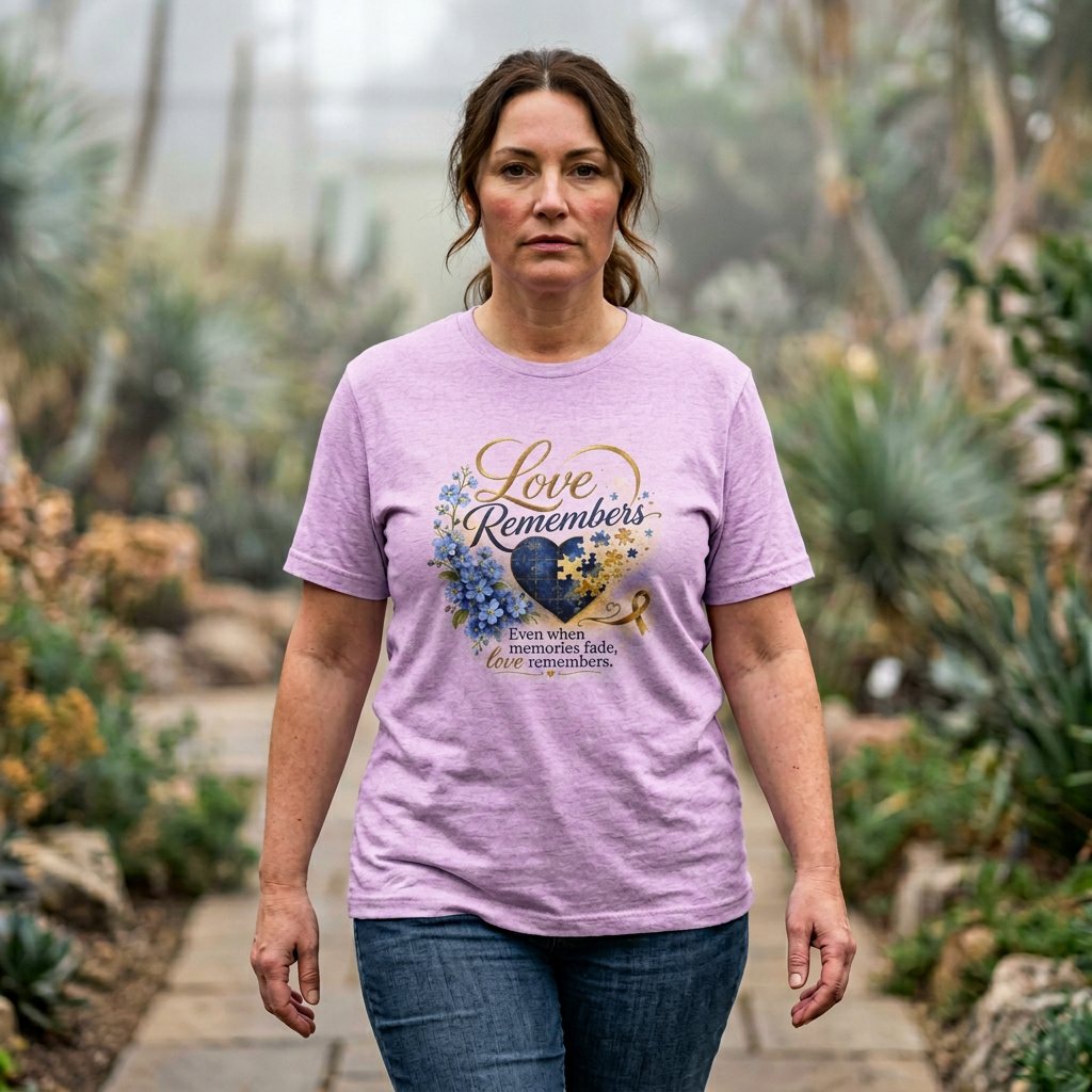 "Love Remembers" Alzheimer's Awareness T-Shirt – Inspirational Caregiver Support Shirt