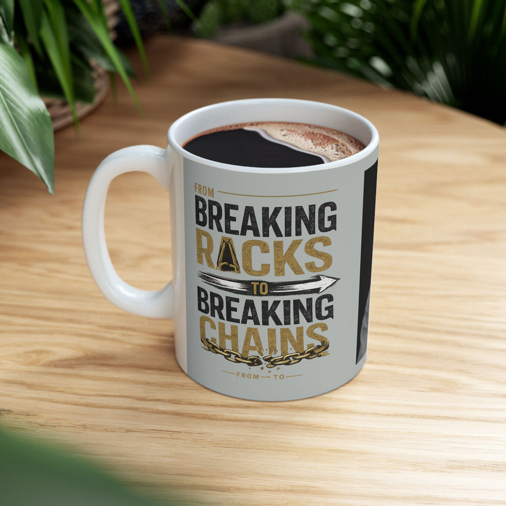 "From Breaking Racks to Breaking Chains" Coffee Mug