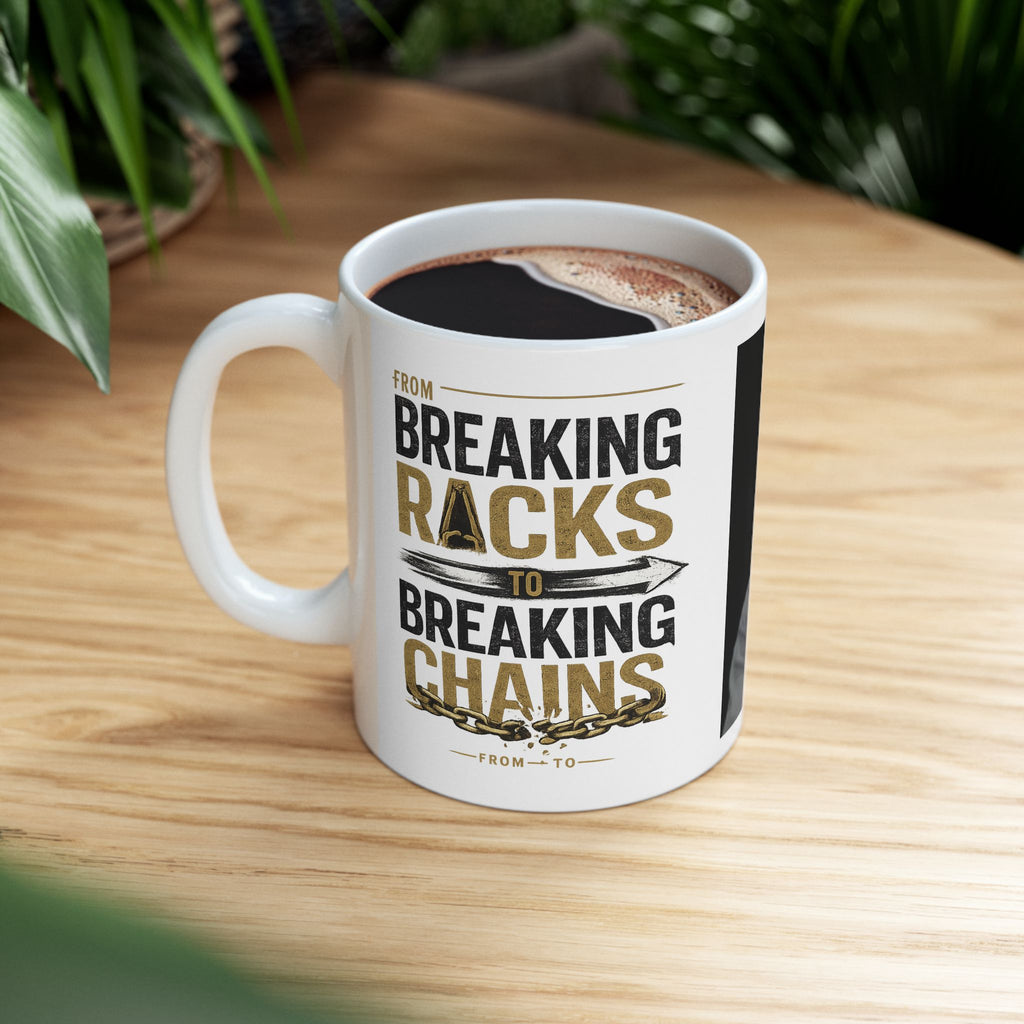 "From Breaking Racks to Breaking Chains" Coffee Mug