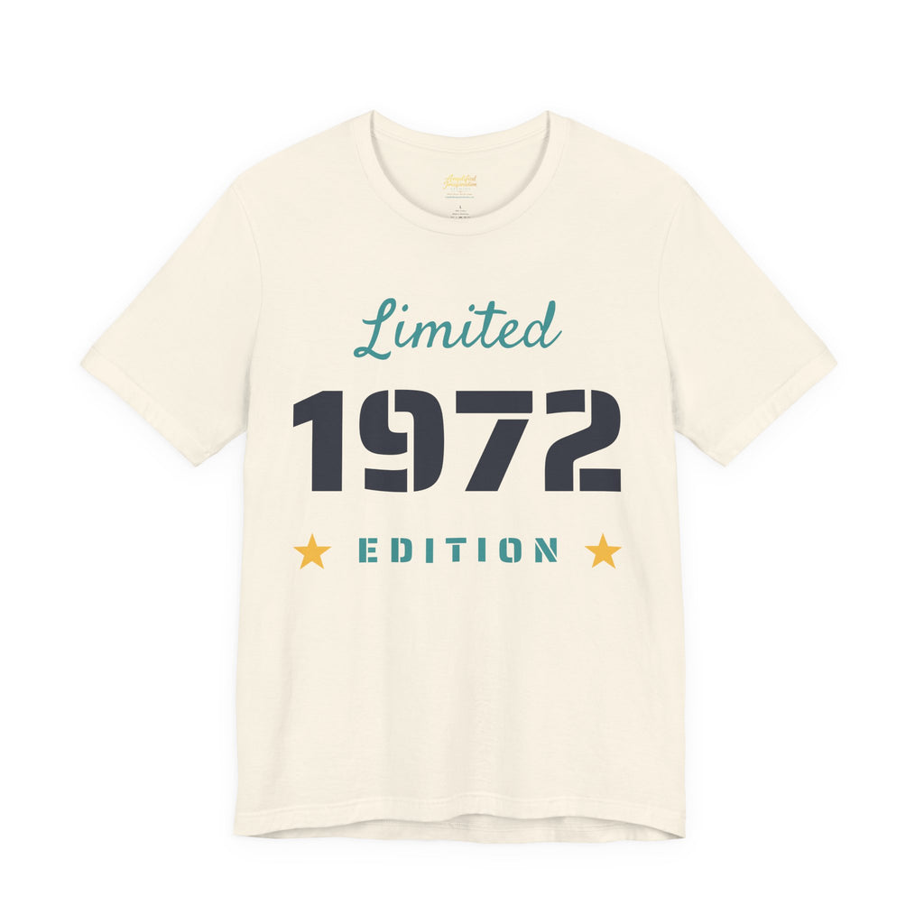 Beige t-shirt with 'Limited 1972 Edition' text on a white background