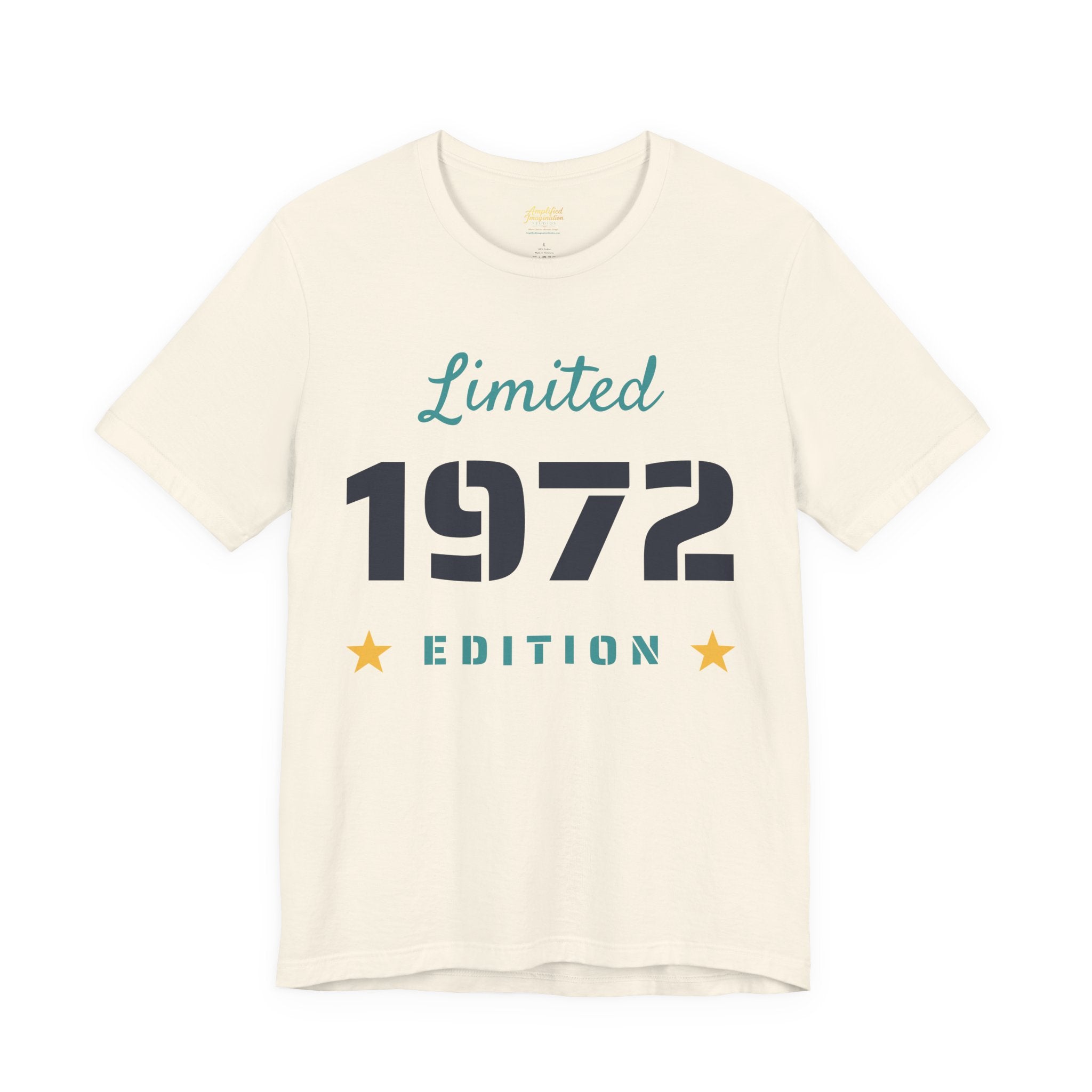 Beige t-shirt with 'Limited 1972 Edition' text on a white background