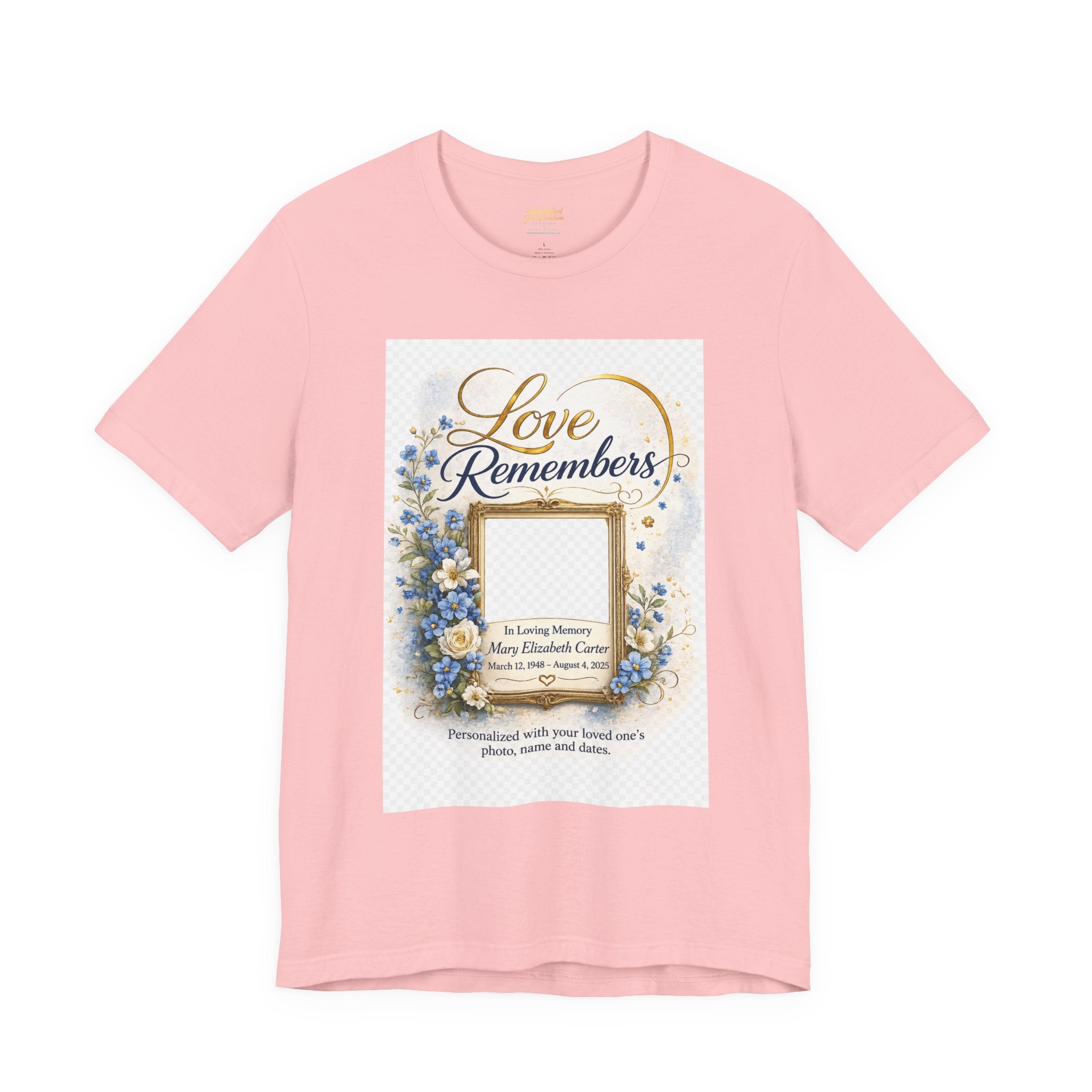 "Love Remembers" Personalized Memorial T-Shirt – Custom Photo Tribute Shirt