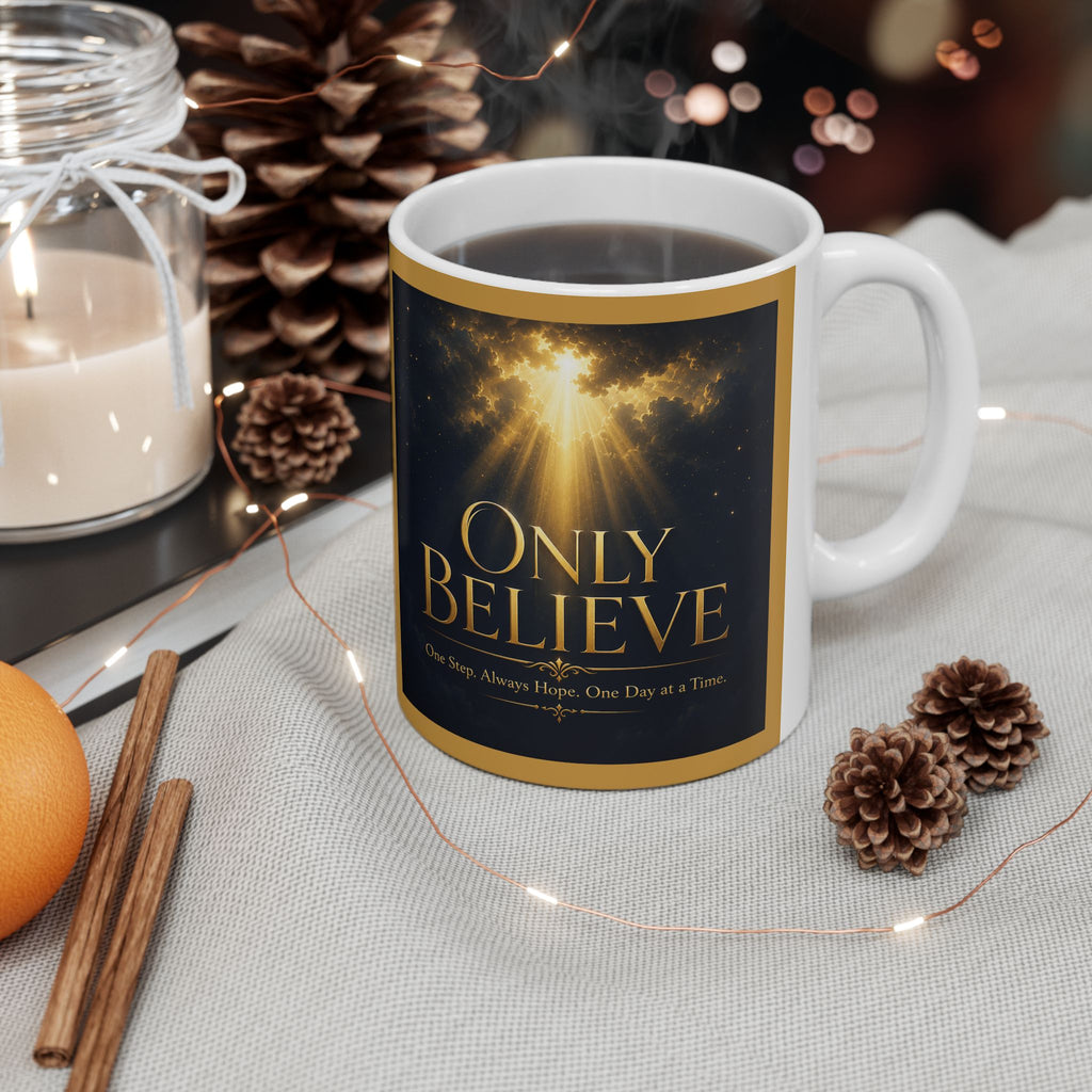 "Only Believe" Inspirational Coffee Mug – Songs, Hope & Strength Collection - Amplified Imagination Studios