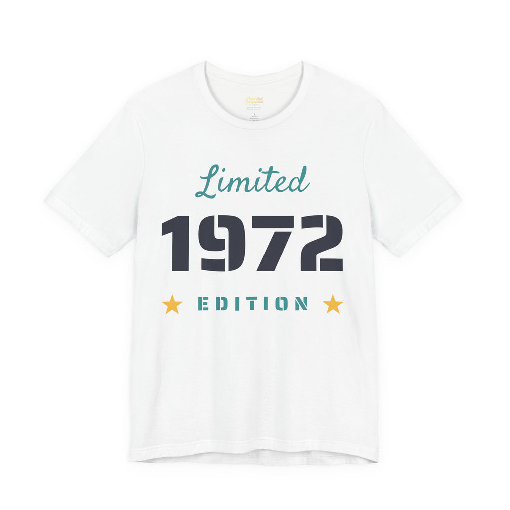 White t-shirt with 'Limited 1972 Edition' text on a white background