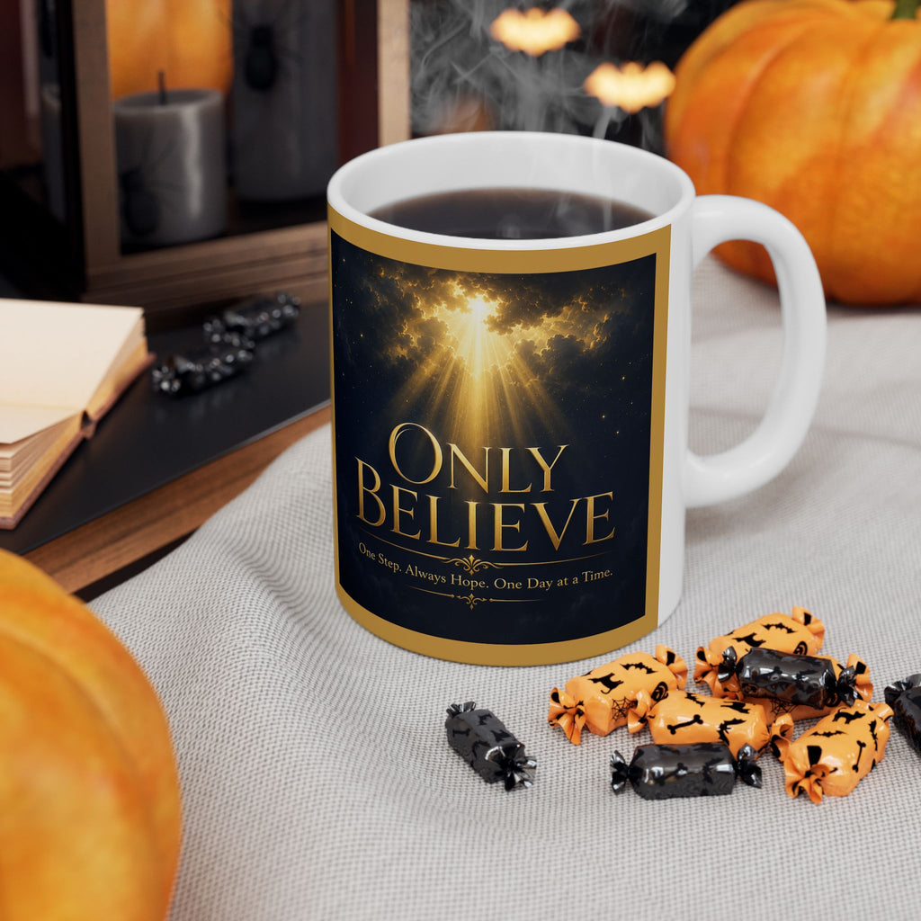 "Only Believe" Inspirational Coffee Mug – Songs, Hope & Strength Collection - Amplified Imagination Studios