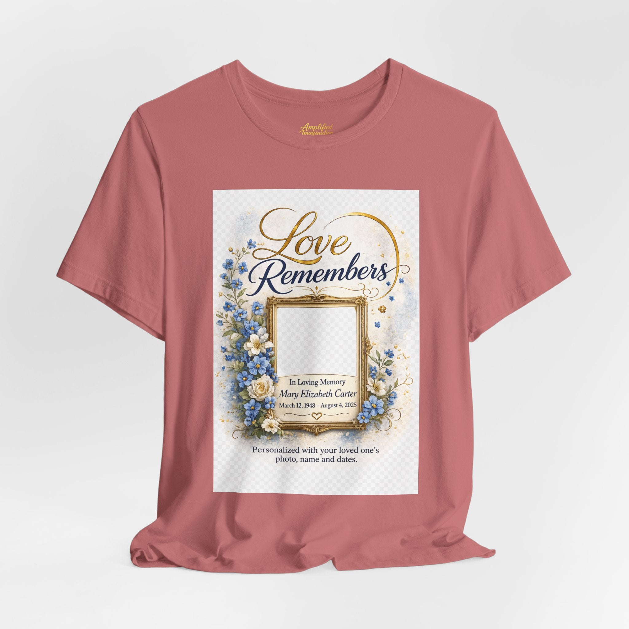 "Love Remembers" Personalized Memorial T-Shirt – Custom Photo Tribute Shirt