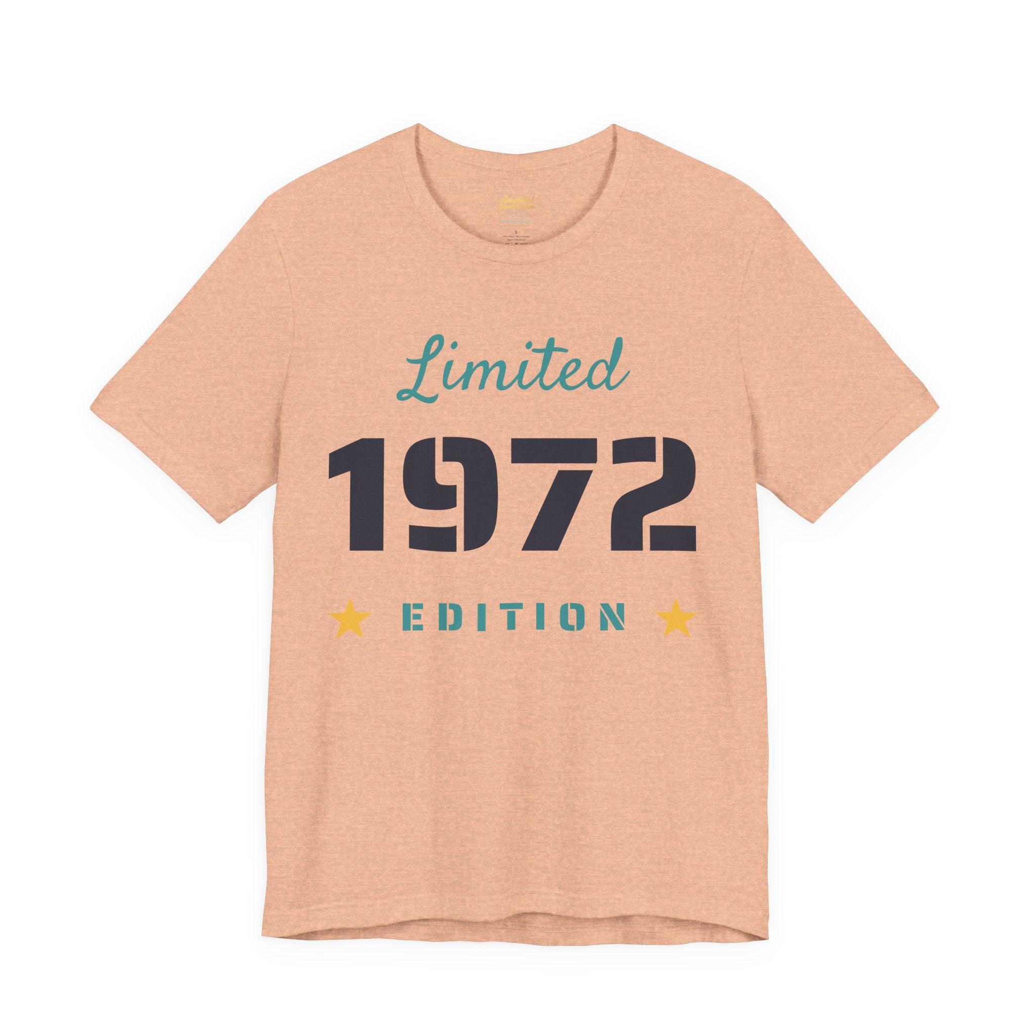 Peach t-shirt with 'Limited 1972 Edition' text on a white background