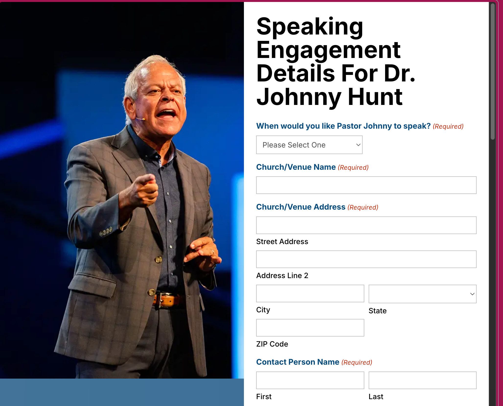 🎤 Invite Dr. Johnny Hunt to Speak